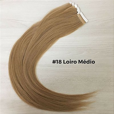 Mega Hair Fita Adesiva Loiro Médio - 10 mechas - 50cm