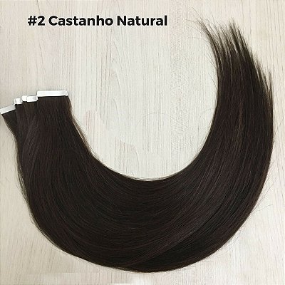 Mega Hair Fita Adesiva Castanho Natural 4 mechas