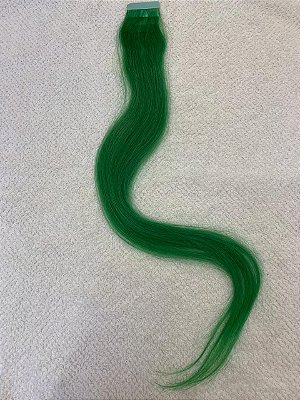 Mega hair fita adesiva mispira liso linha colors z - cor  verde - humano - 4 fitas