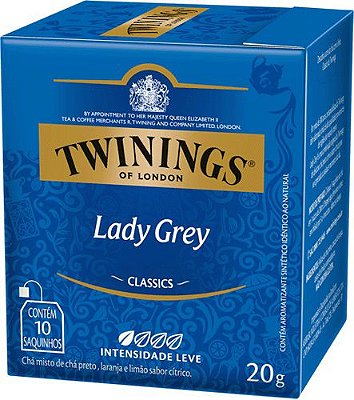 Chá Twinings Preto Lady Grey 10 sachês