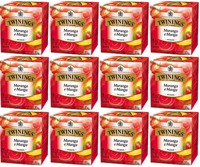 Chá Twinings Morango e Manga Kit 12 Caixas 10 Un 120 Sachês