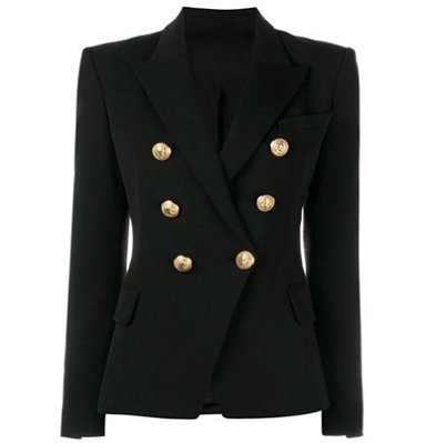 Blazer texturizado preto botões gold