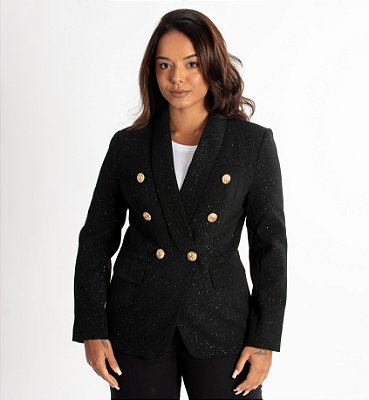 Blazer Dupla Abotoadura Alongado Com Brilho