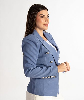 Blazer Texturizado Dupla abotoadura Azul