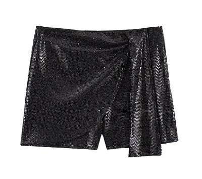 Short saia de lurex e paetê preto