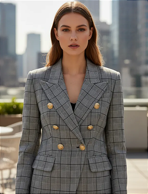Blazer Dupla Abotoadura Xadrez