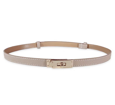 Cinto Birkin Nude ferragem dourado