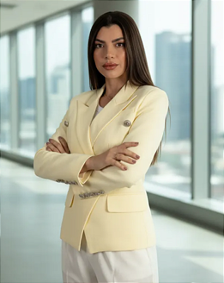 Blazer Texturizado Dupla Abotoadura Amarelo manteiga