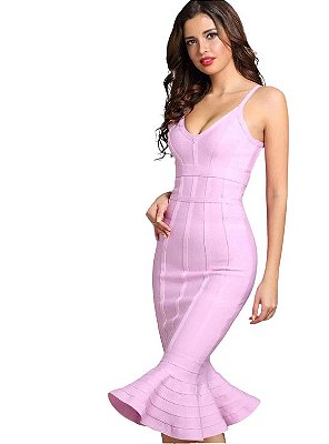 Vestido Bandagem Sereia Rosa