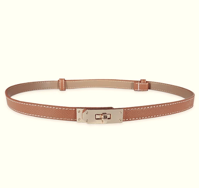 Cinto Birkin Marrom Ferragem Dourada