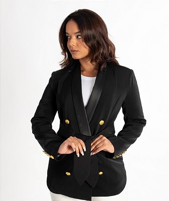 Blazer Alfaiataria Faixa Removível Preto