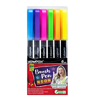 Brush Pen Newpen - 6 Cores Neon