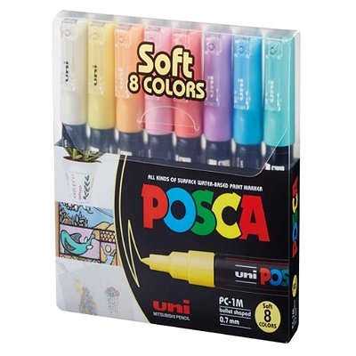 Caneta Posca Kit PC 1M - Com 8 Cores Soft - Tons Pastel