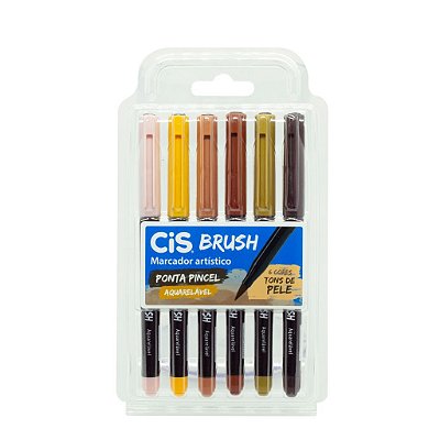 Brush Pen Cis - 6 Tons de Pele Aquareláveis