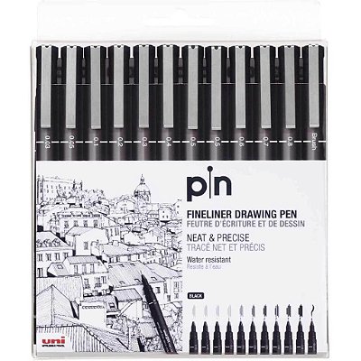 Caneta Nanquim Uni Pin Fine Liner - Estojo com 12