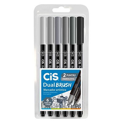 Brush Pen Cis Dual Brush - 6 Tons de Cinza