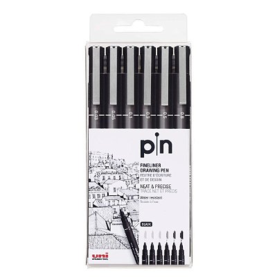 Kit Canetas Uni Pin Fine Line - Estojo com 6