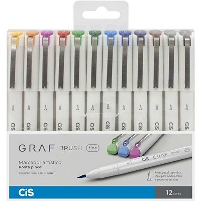 Caneta Cis Graf Brush Fine - 12 Cores