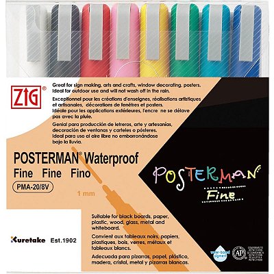 Caneta Zig Posterman - Estojo com 8 Cores - PMA-20