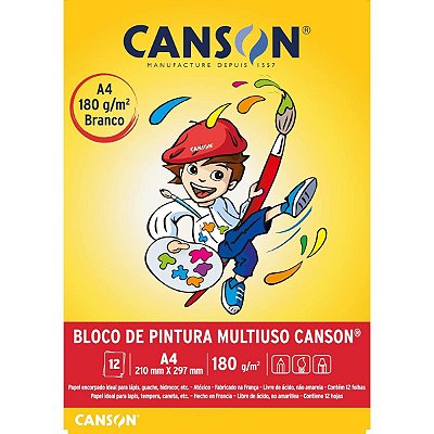 Bloco Canson A4 - Pintura Infantil Multi Técnicas 180g/m2