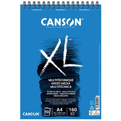 Canson XL Mix Média Multitécnica - Grão Fino A4 - 160g/m²