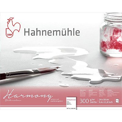Papel Hahnemühle Harmony Aquarela 24x30cm - 300g/m² - Textura Fina- 12 folhas