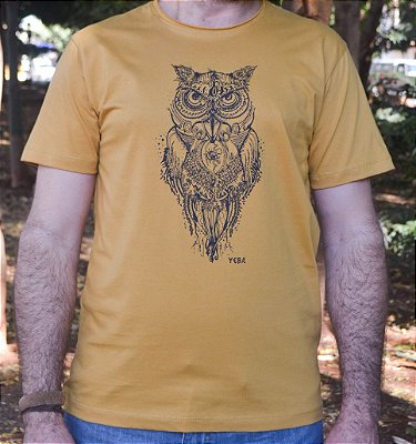 Camiseta em Algodão Orgânico - Estampa Coruja - Artista David Kelleher