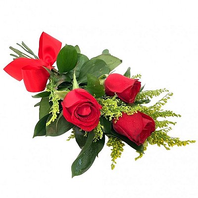 Ramalhete com 3 rosas vermelhas