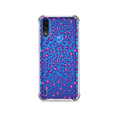 Capa (Transparente) para Moto E7 Power - Animal Print Purple