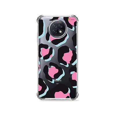 Capa (Transparente) para Xiaomi Redmi Note 9T - Animal Print Black & Pink