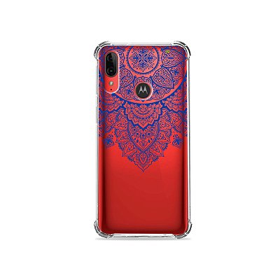 Capa (Transparente) para Moto E6 Plus - Mandala Azul