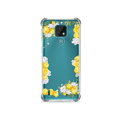 Capa (Transparente) para Moto E7 - Yellow Roses