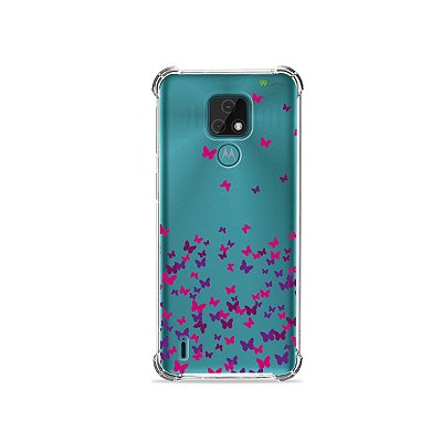 Capa (Transparente) para Moto E7 - Borboletas Flutuantes