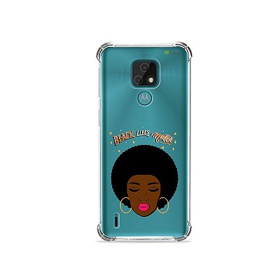 Capa (Transparente) para Moto E7 - Black Lives