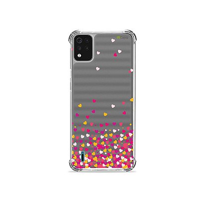 Capa (Transparente) para LG K42 - Corações Rosa