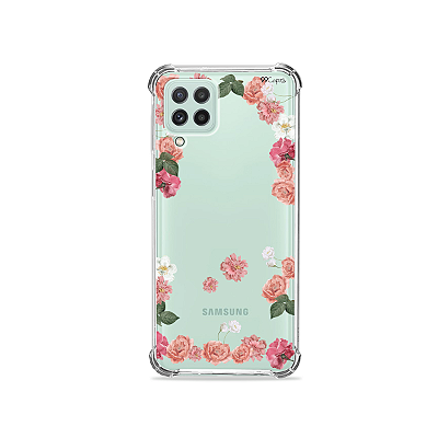 Capinha (transparente) para Galaxy A22 4G - Pink Roses
