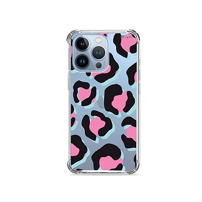 Capa para iPhone 13 Pro - Animal Print Black & Pink