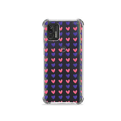 Capa para Moto G Stylus - Corações Roxo e Rosa