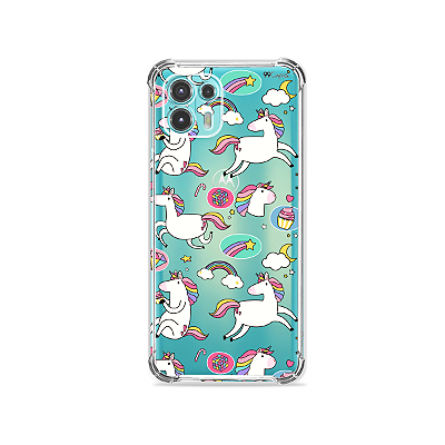 Capa para Moto Edge 20 Lite - Unicornios Felizes