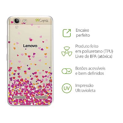 Capa para Lenovo Vibe K5 - Corações Rosa