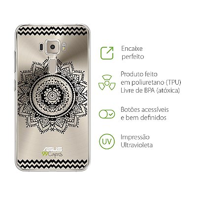 Capa para Zenfone 3 - 5.2 Polegadas - Mandala Preta