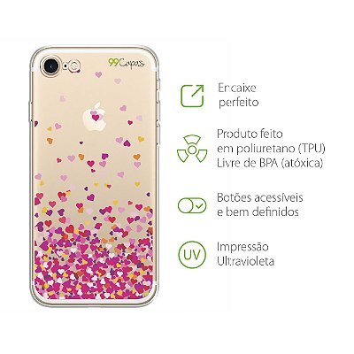 Capa para iPhone 7 - Corações Rosa