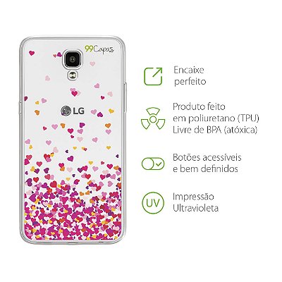 Capa para LG X Screen - Corações Rosa