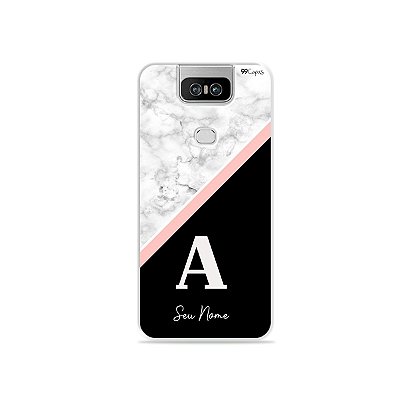 Capinha Marble Tricolor com inicial e nome personalizado para Zenfone