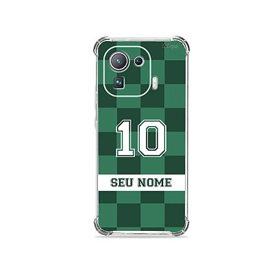 Capa para Xiaomi - Verde e Branco com nome e número personalizado