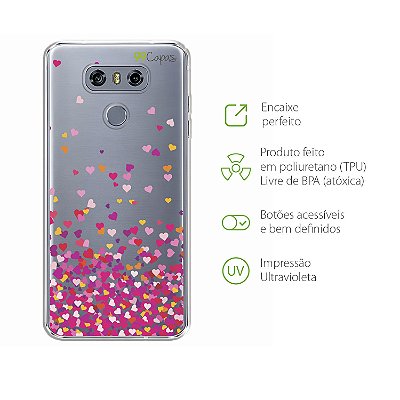 Capa para LG G6 - Corações Rosa