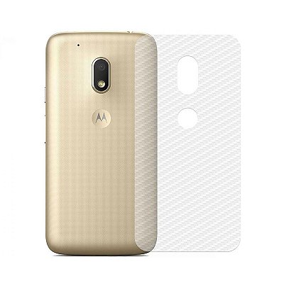 Película de Fibra de Carbono Traseira Transparente para Moto G4 Play - 99capas