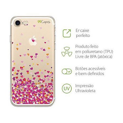Capa para iPhone 8 - Corações Rosa