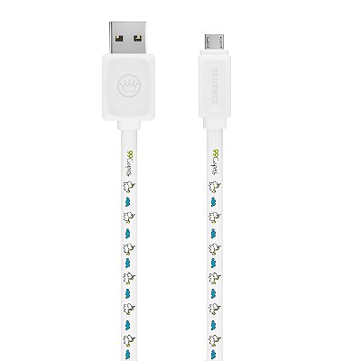 Cabo Micro USB Branco Personalizado - Unicórnio