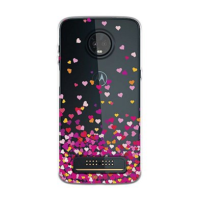 Capa para Moto Z3 Play - Corações Rosa